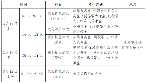 衡陽(yáng)幼兒師范高等?？茖W(xué)校2023年單獨(dú)招生考試大綱及考試時(shí)間安排